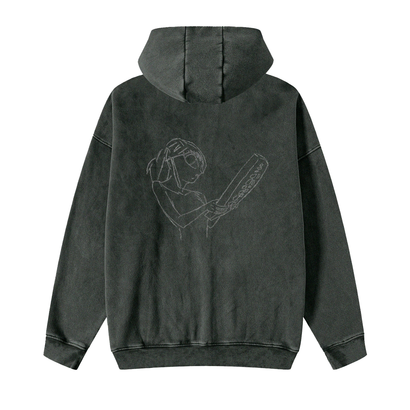 ZIP-THROUGH FLEECE HOODIE STONE WASHED - Eva