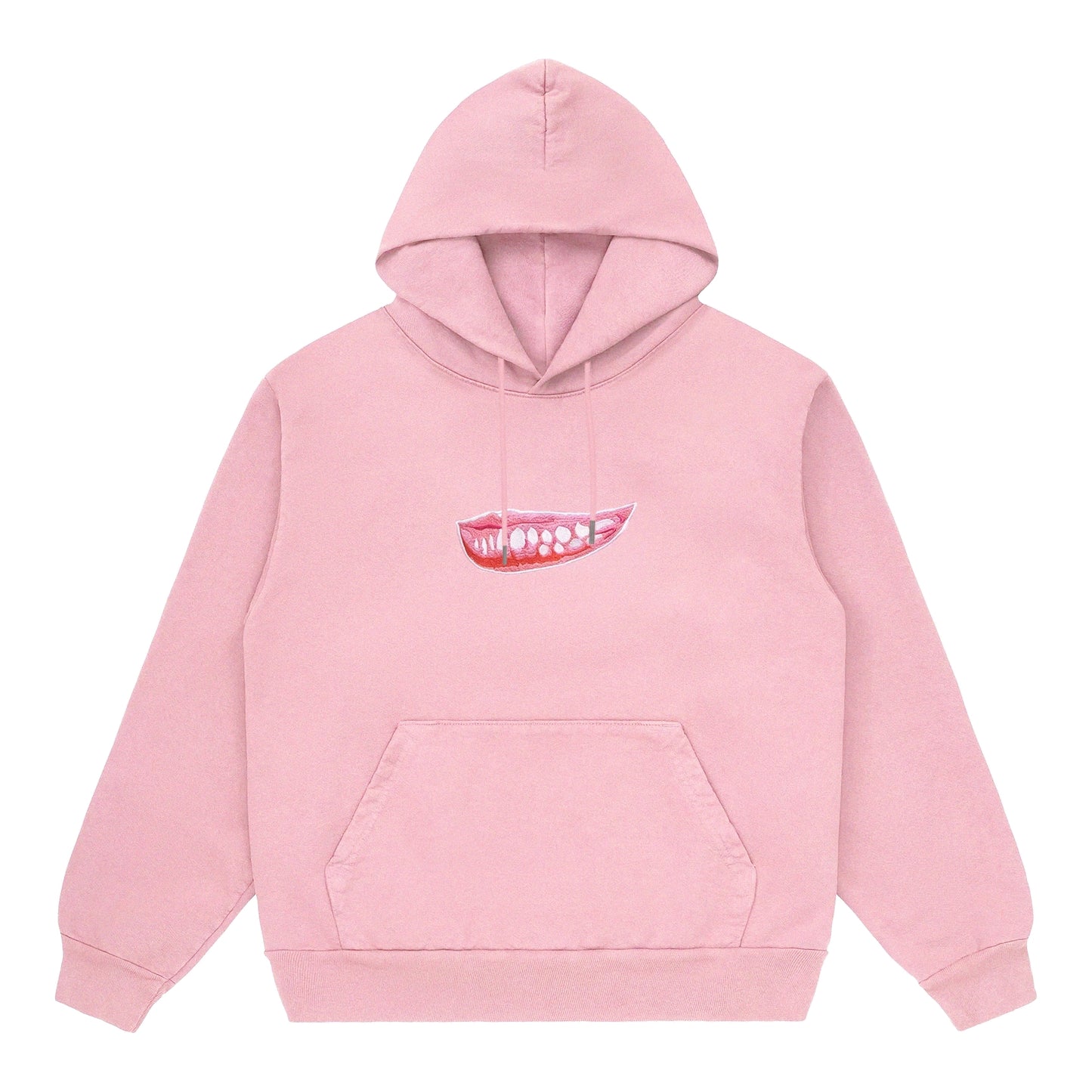 EMBROIDERED TEETH HOODIE PINK