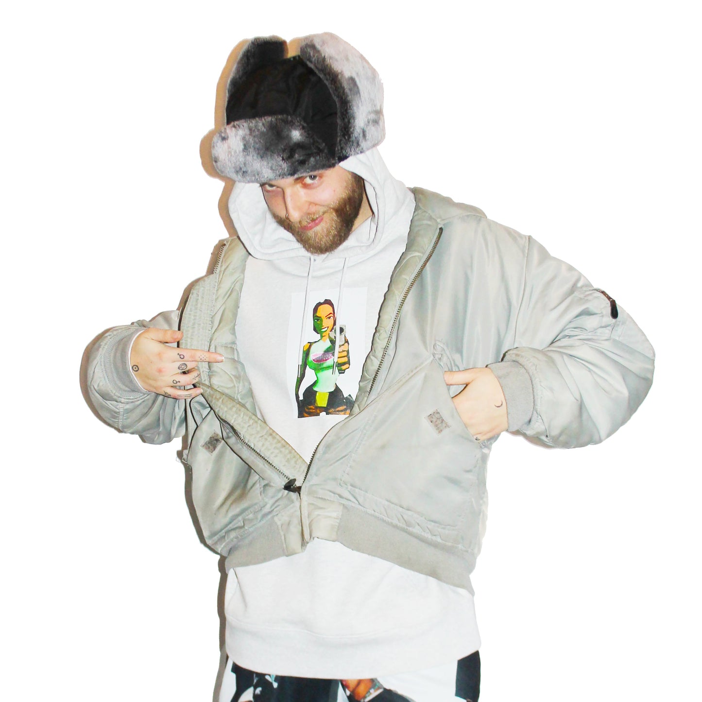 LAURA 4 TEETH HOODIE GRAY