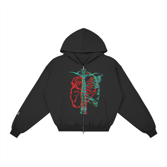 EVA'S RIBCAGE HOODIE BLACK