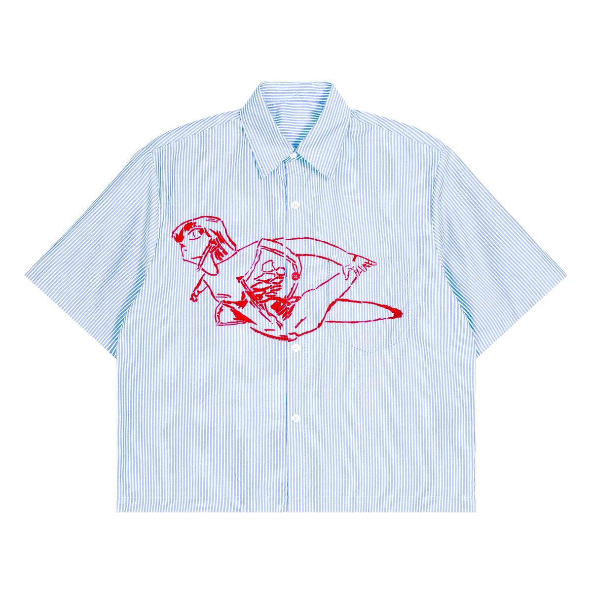 EVA SKYFALL STRIPE BOXY SHIRT BLUE